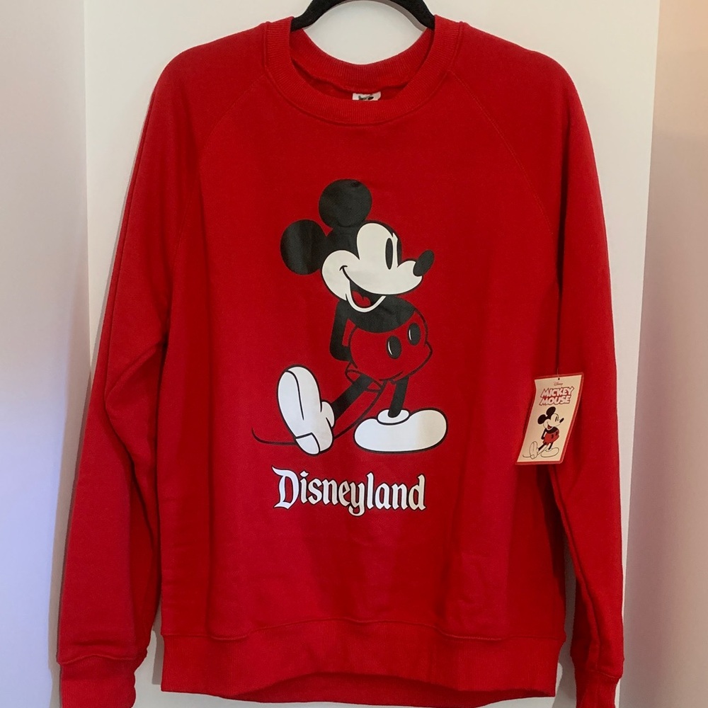 Unisex Disney Red Crewneck Sweater with Mickey Mouse